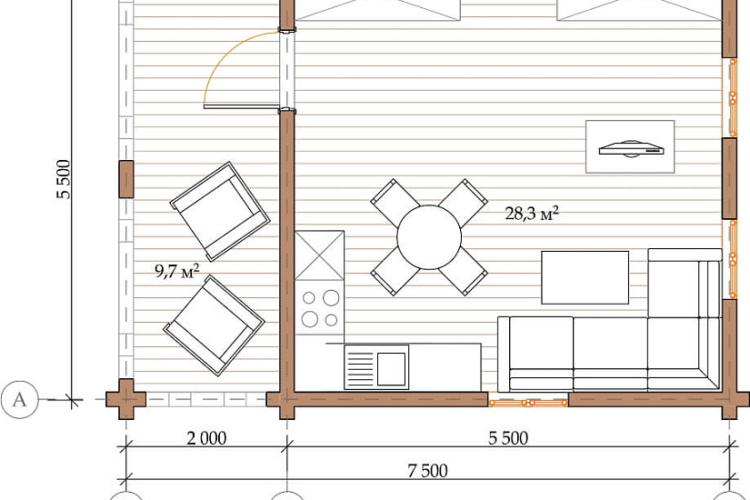 ПРОЕКТ Д-28 ДОМ ИЗ ОЦИЛИНДРОВАННОГО БРЕВНА
