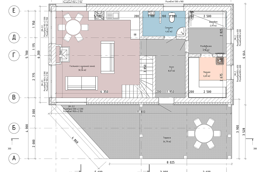 Дом-1,5этажа-газобетон-300мм-9700х11200-АР