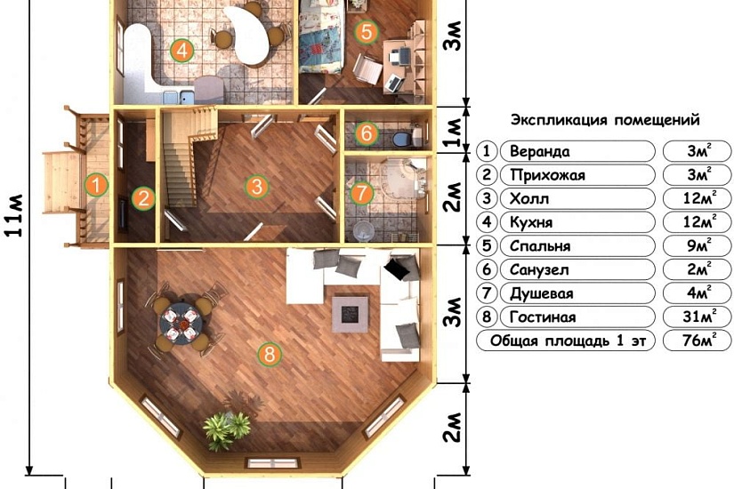 ДОМ ИЗ БРУСА ДБр-130а
