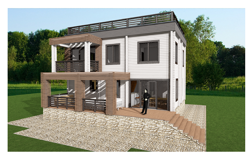 Дом-профбрус145х145-2эт-11000х12500-ЭП Дом-профбрус145х145-2эт-11000х12500-ЭП