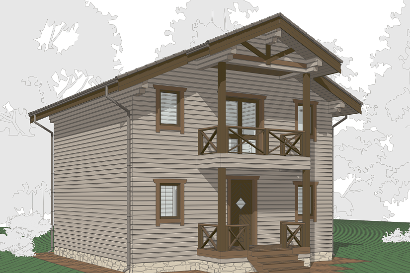 Дом-брус200х150мм-8000х9500мм-1,5эт-АР Дом-брус200х150мм-8000х9500мм-1,5эт-АР