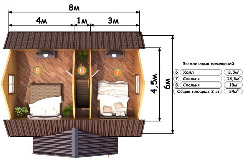 ДОМ ИЗ БРУСА ДБр-90г