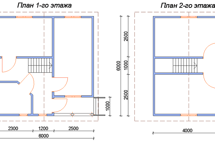 Каркасный дачный дом с крыльцом, двухэтажный, проект "Луч"