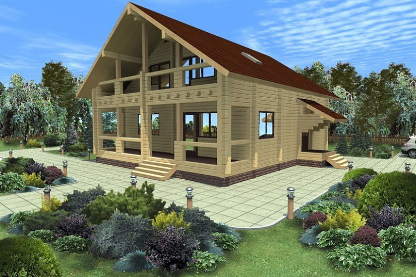 Двухэтажный дом из бруса 211 м2