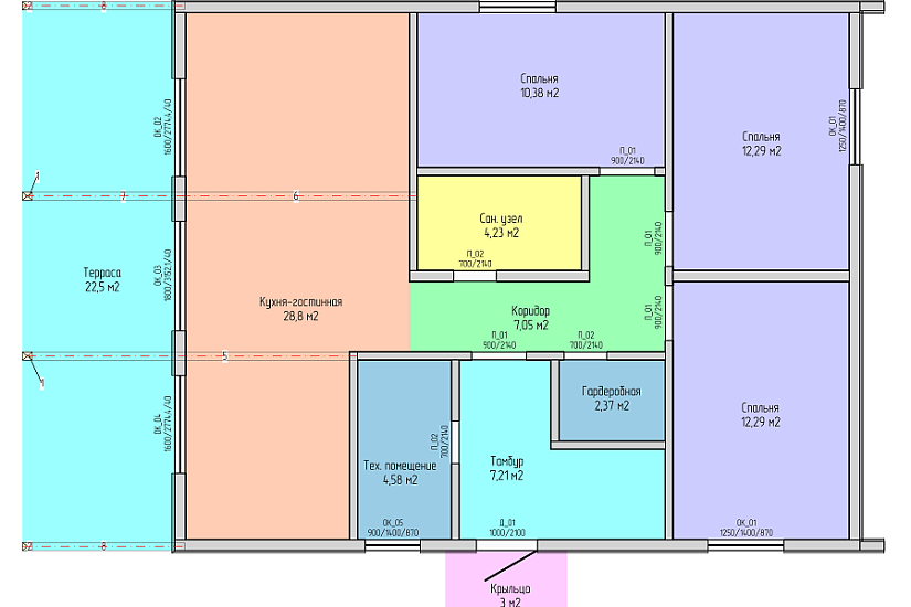 Дом-SIP-панели-1этаж-10500х14150-КР-КД Дом-SIP-панели-1этаж-10500х14150-КР-КД