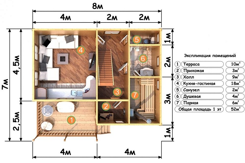 ДОМ ИЗ БРУСА ДБр-85