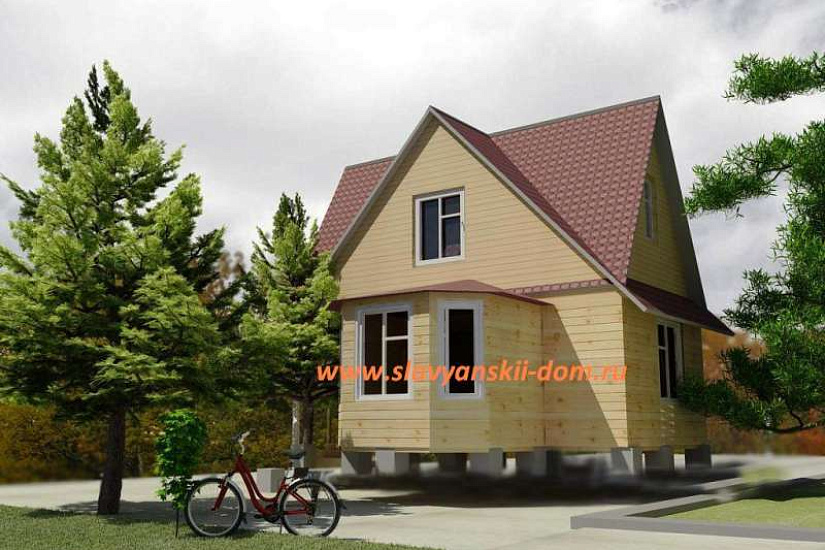 Проект "Д-24": сруб дома из бруса, с эркером