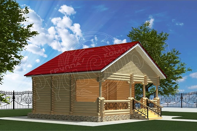 ПРОЕКТ Б-16 БАНЯ ИЗ ОЦИЛИНДРОВАННОГО БРЕВНА