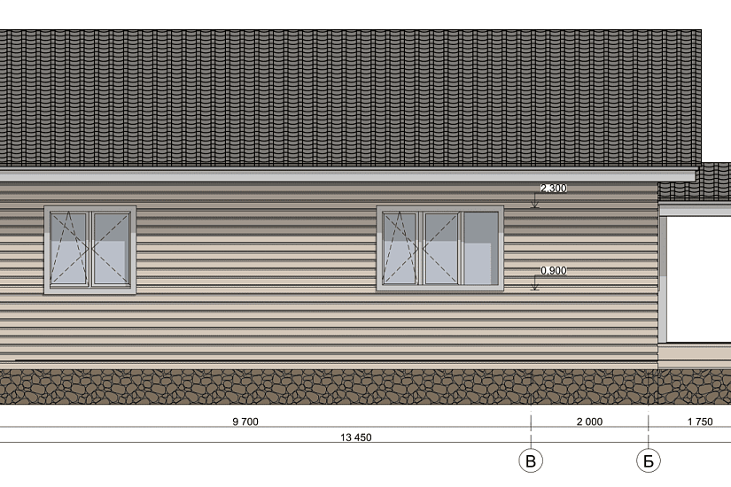 Дом на 2 кв.-каркас 150мм-10700х13450мм-1эт-АР-КР