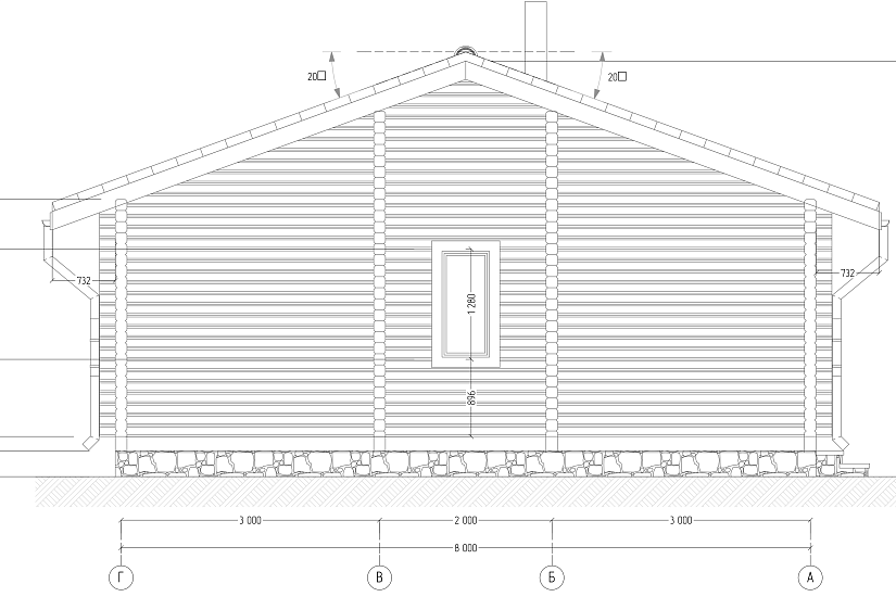 Жилой дом-брус136х136 мм-11000х8000мм-1эт-АР-КР Жилой дом-брус136х136 мм-11000х8000мм-1эт-АР-КР