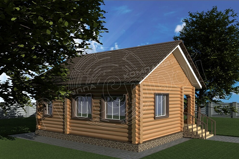 ПРОЕКТ Б-27 БАНЯ ИЗ ОЦИЛИНДРОВАННОГО БРЕВНА