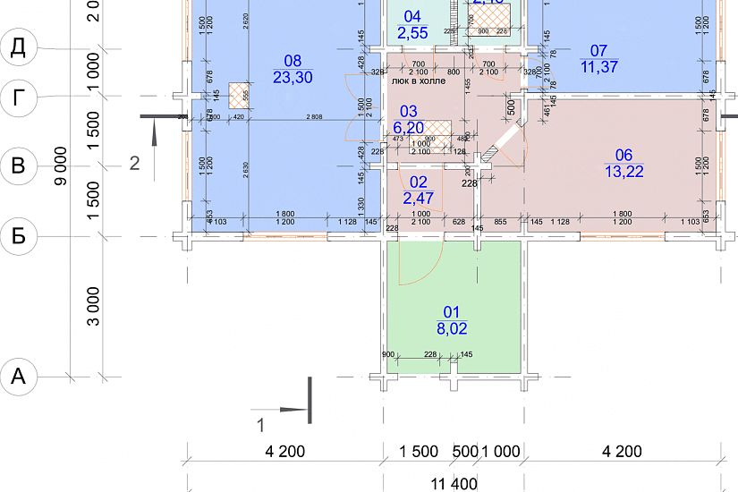 Дом-брус145х195мм-11400х9000мм-1эт-АР