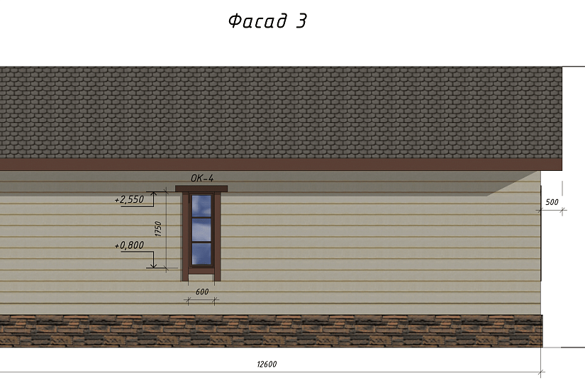 Дом-каркас 150 мм-1300х12600 мм-1эт-АР-КР