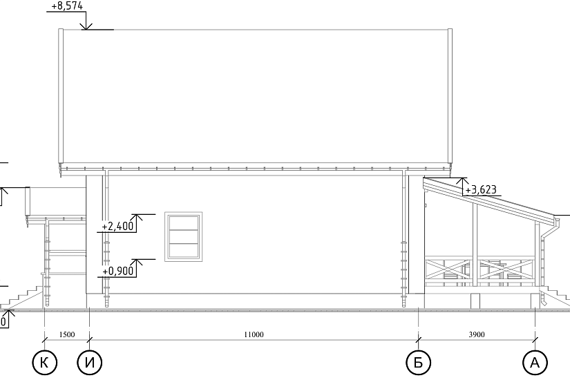 Дом-каркас150мм-16400х7300мм-1,5эт-АР-КР