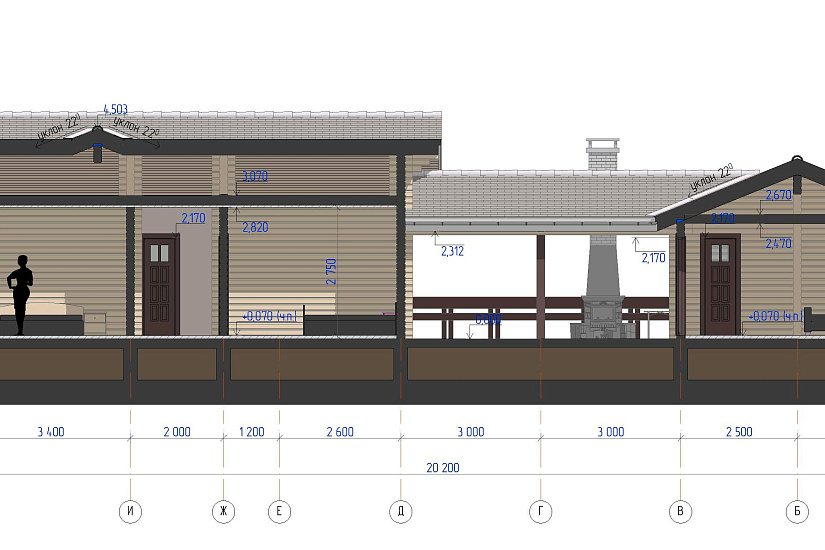 Проект комплекса дома и бани №663