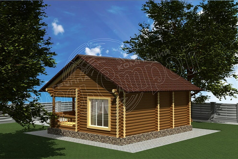 ПРОЕКТ Б-21 БАНЯ ИЗ ОЦИЛИНДРОВАННОГО БРЕВНА