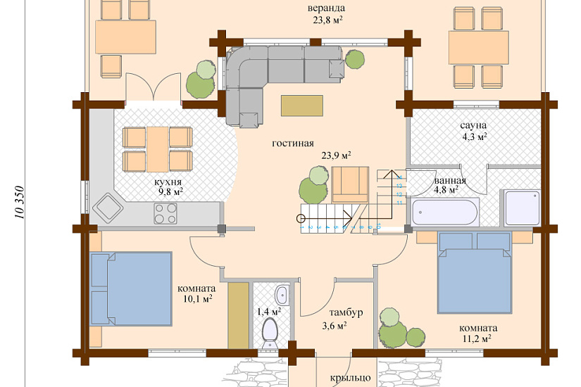 Проект дома из бруса №358