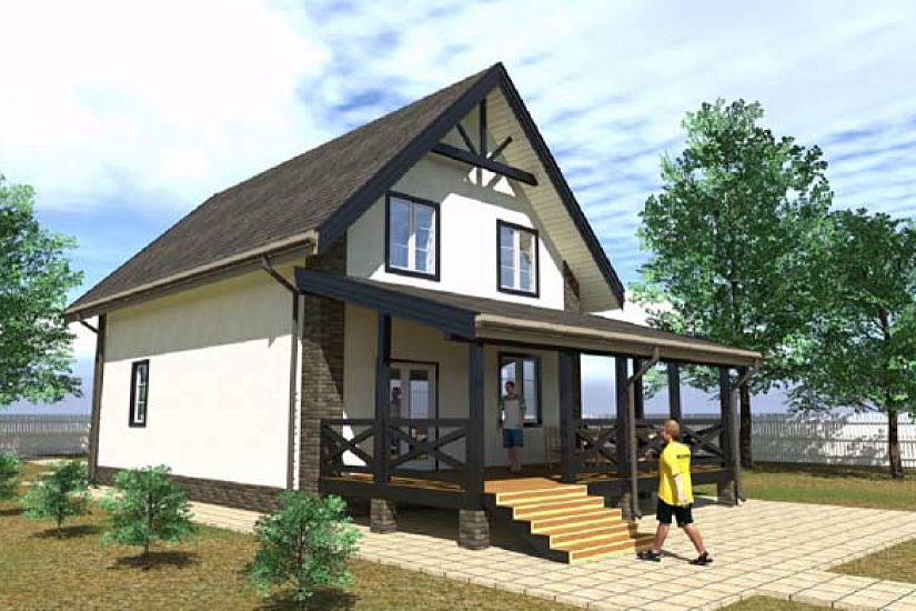 Дом-каркас150мм-16400х7300мм-1,5эт-АР-КР