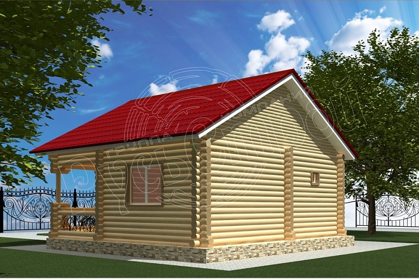 ПРОЕКТ Б-16 БАНЯ ИЗ ОЦИЛИНДРОВАННОГО БРЕВНА