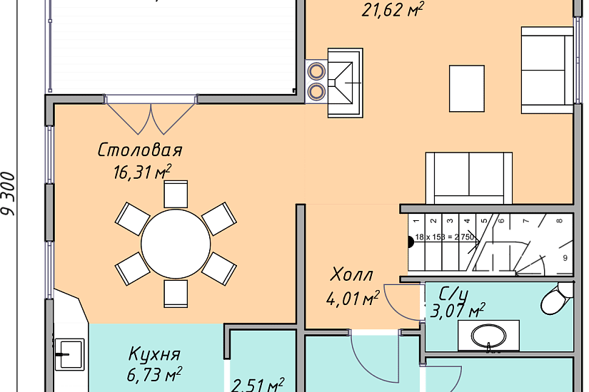 Каркасный дом КД-164