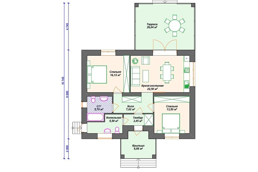 Проект дома К-195 (112.39 кв.м)