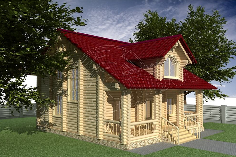 ПРОЕКТ Д-21 ДОМ ИЗ ОЦИЛИНДРОВАННОГО БРЕВНА