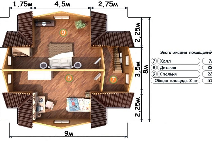 ДОМ ИЗ БРУСА ДБр-114