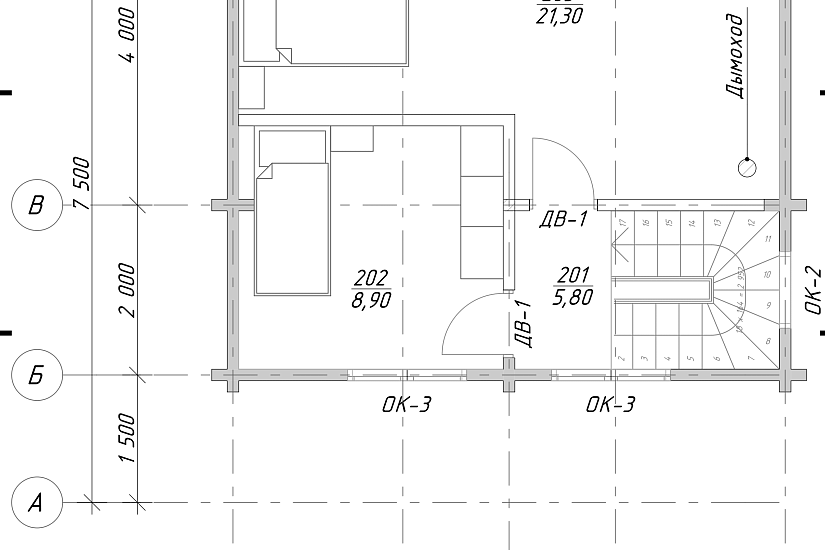 Дом-брус136х136мм-6500х7500мм-1,5эт-АР