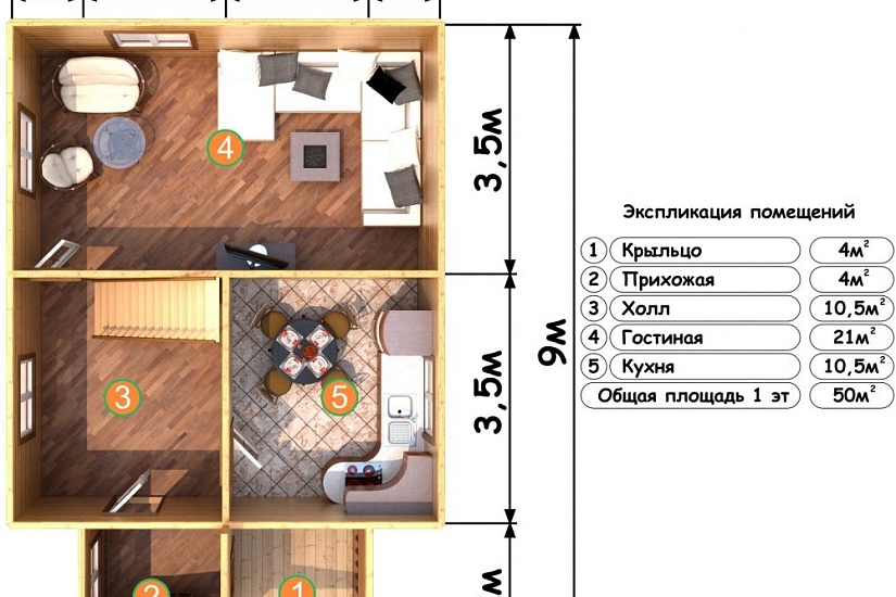 ДОМ ИЗ БРУСА ДБр-90б