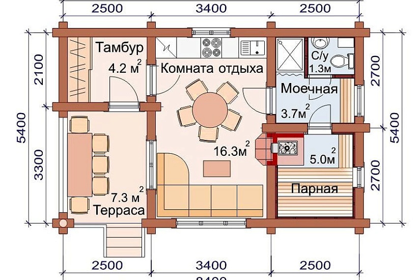 БАНЯ ИЗ БРЕВНА Б-45 БАНЯ ИЗ БРЕВНА Б-45