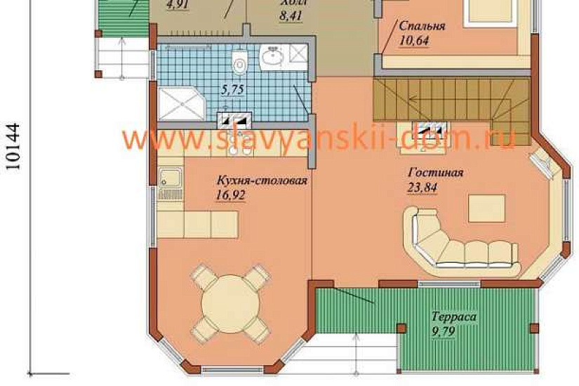  Проект "СП-13": жилой дом из сэндвич-панелей, с двумя эркерами и входами, терраса 