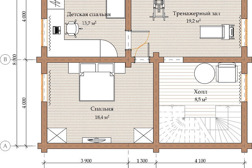 ПРОЕКТ Д-26 ДОМ ИЗ ОЦИЛИНДРОВАННОГО БРЕВНА