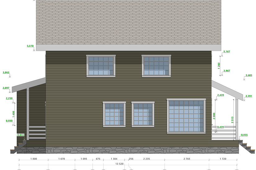 Жилой дом-каркас-8000х13520-2эт-АР-КР Жилой дом-каркас-8000х13520-2эт-АР-КР