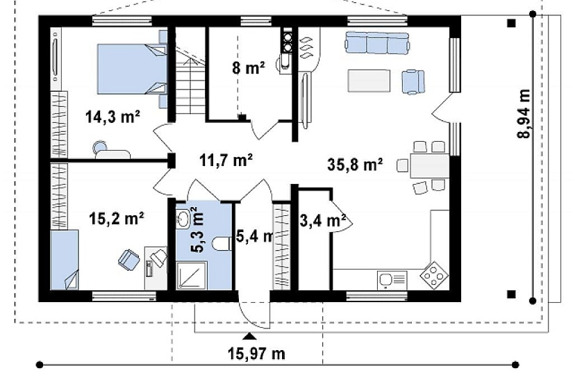 ДОМ ИЗ ГАЗОБЕТОНА ГД-155г