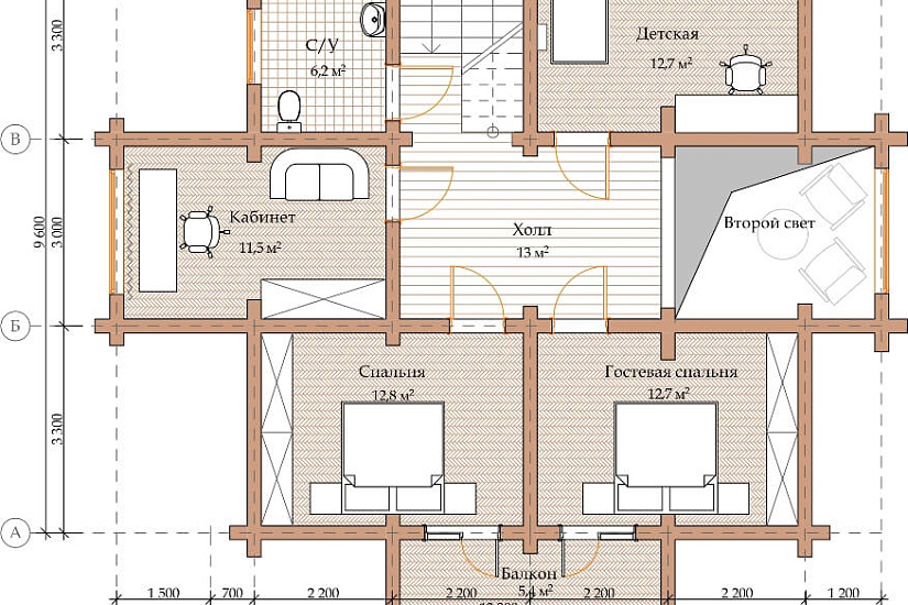 ПРОЕКТ Д-21 ДОМ ИЗ ОЦИЛИНДРОВАННОГО БРЕВНА