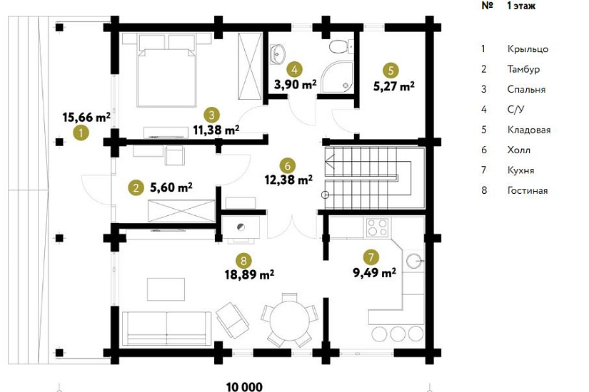 Проект дома из бруса №515