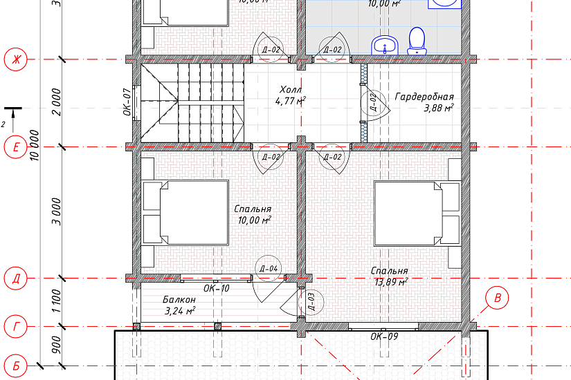 Дом-брус190х140мм-9000х10000мм-АР