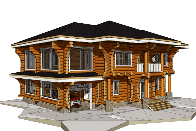 Дом  16х14-2эт-бревно 400-АР