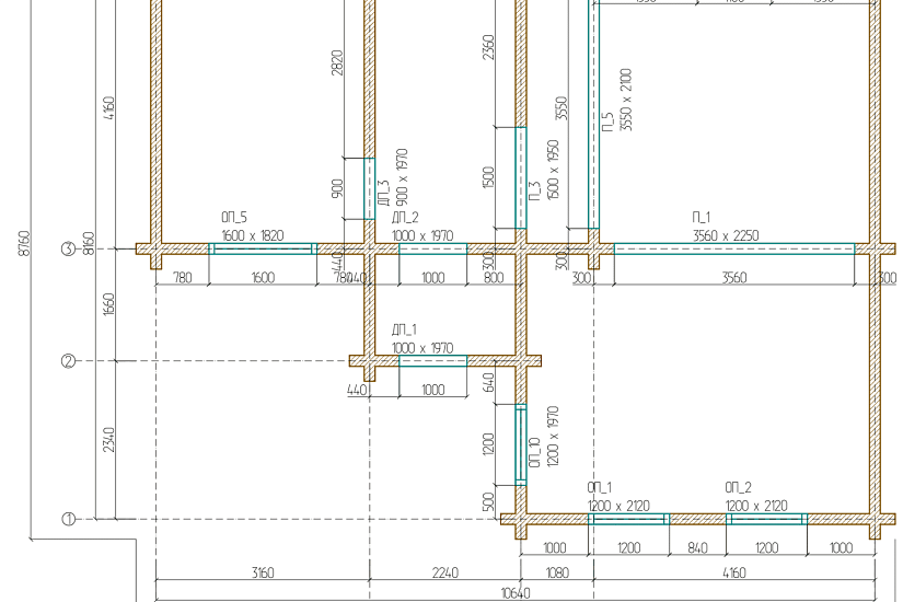 Дом-брус 160х160мм-10640х10640мм-1,5эт-КД