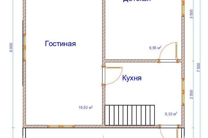 Дом из бруса №16 7,5x6 м