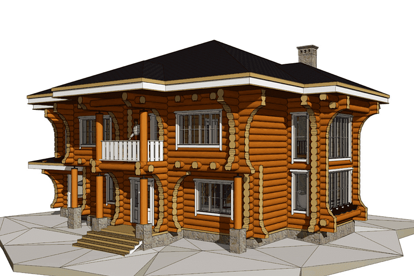 Дом  16х14-2эт-бревно 400-АР