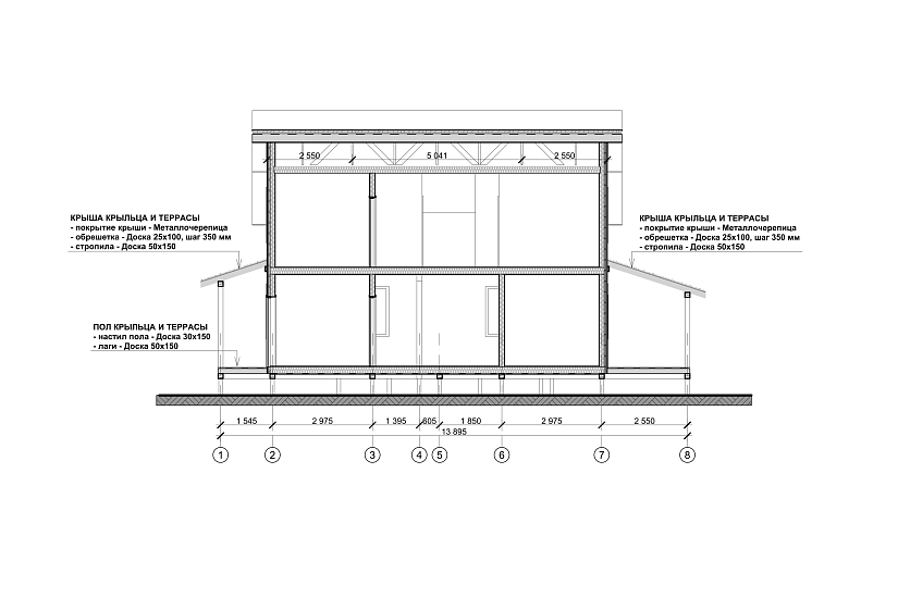 Дом-1,5эт-каркас-13895х7800мм-КД Дом-1,5эт-каркас-13895х7800мм-КД