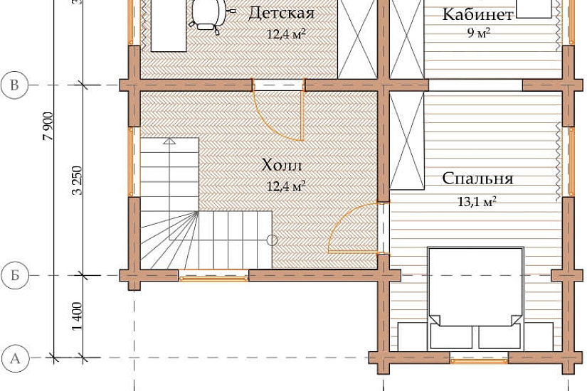 ПРОЕКТ Д-14 ДОМ ИЗ ОЦИЛИНДРОВАННОГО БРЕВНА