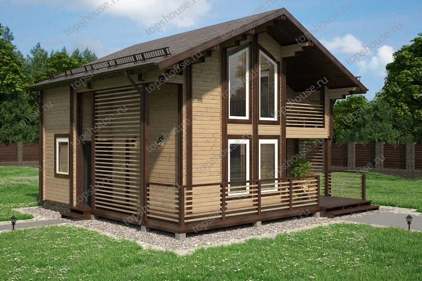 Двухэтажный дом из двойного бруса «Дворец Тора» от компании ТопсХаус