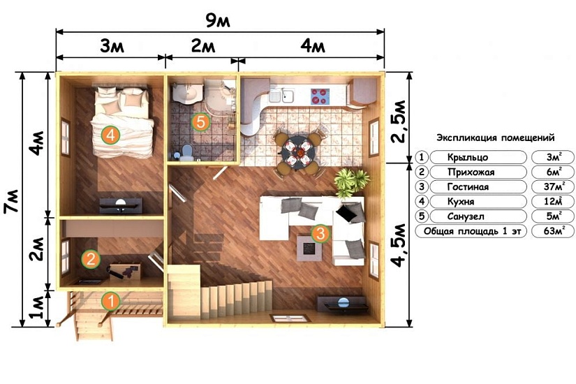 ДОМ ИЗ БРУСА ДБр-123