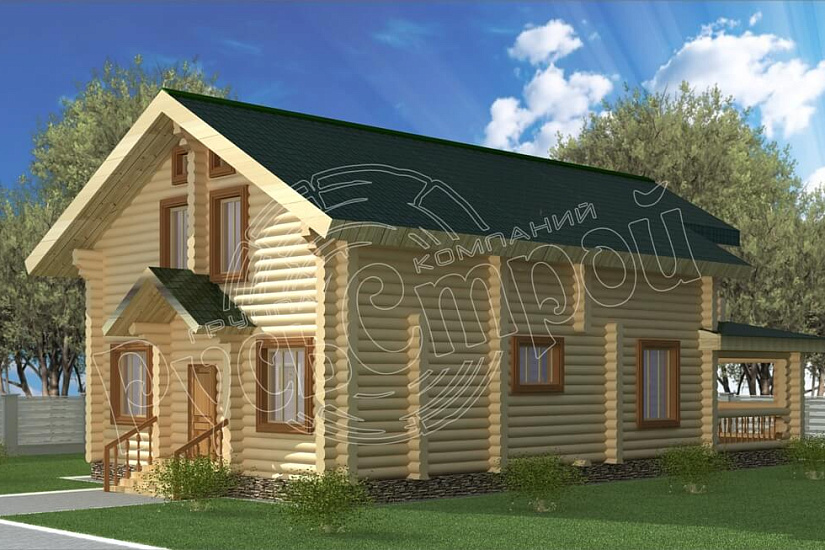 ПРОЕКТ Д-32 ДОМ ИЗ ОЦИЛИНДРОВАННОГО БРЕВНА