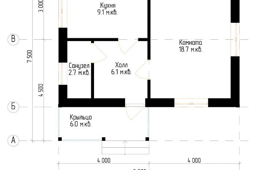 Дачный дом №9 6x8 м Дачный дом №9 6x8 м