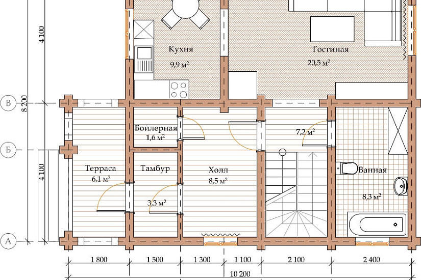 ПРОЕКТ Д-25 ДОМ ИЗ ОЦИЛИНДРОВАННОГО БРЕВНА