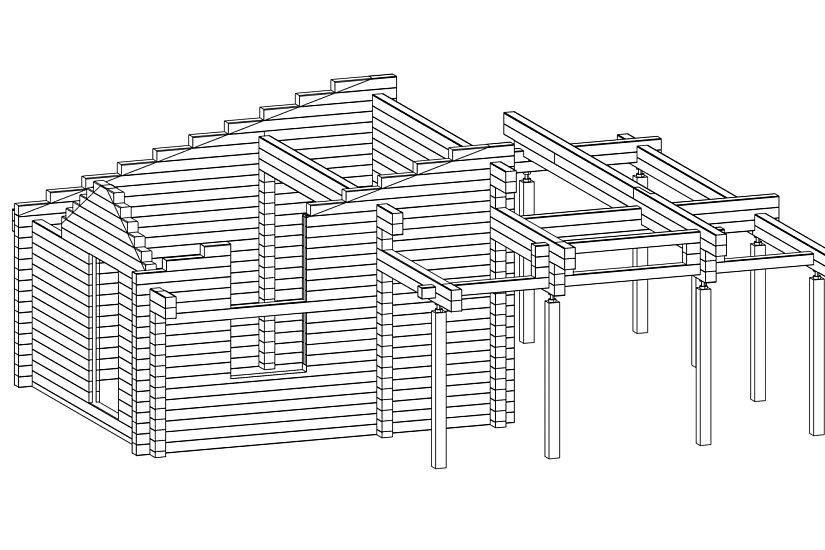 Беседка -Летняя кухня- 6х8 - брус-КД Беседка -Летняя кухня- 6х8 - брус-КД