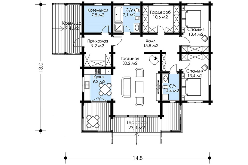 Проект дома из бруса №355